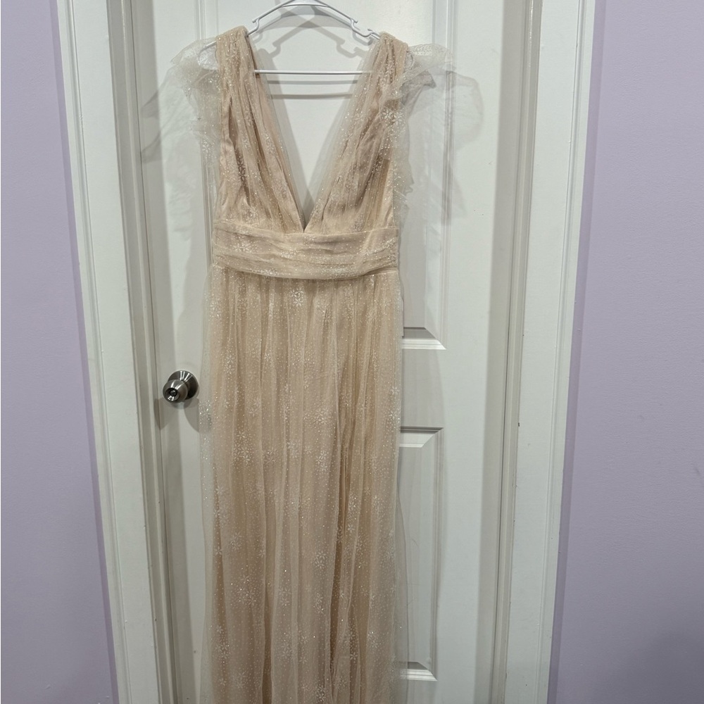 ARULA Cream Backless Lace Gown